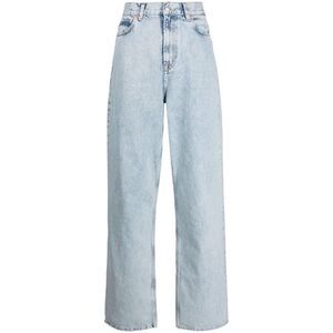 WARDROBE NYC Women's High-Rise Wide-Leg Denim Jeans Women BLUE Pants